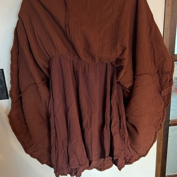 Brown Ruffled Maxi Dress 100% cotton gauze waffle earthy tone - Picture 13 of 15